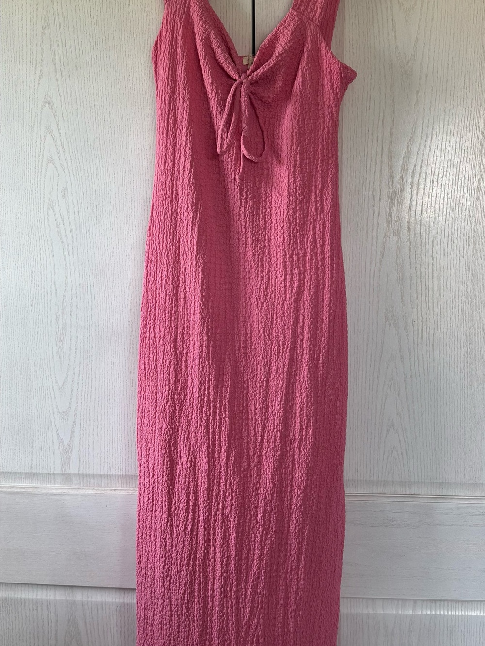 See You Monday Pink Textured Tie-Front Maxi Dress